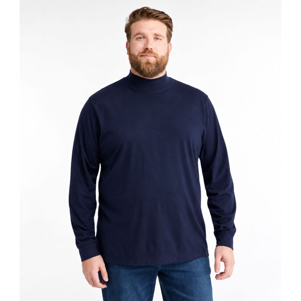 VTG LL Bean Men's Carefree Unshrinkable Mockneck Long-Sleeve Cotton Shirt M